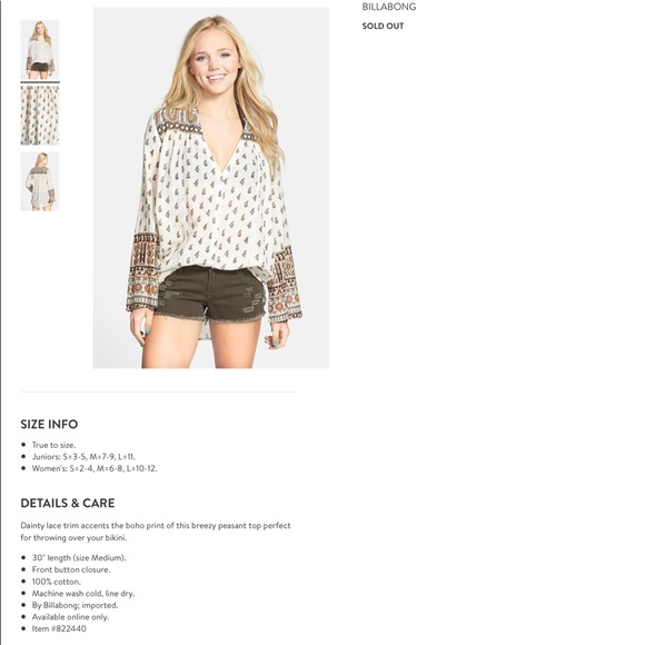 Billabong Women's ‘Talk Again’ Print Blouse M - Picture 4 of 6